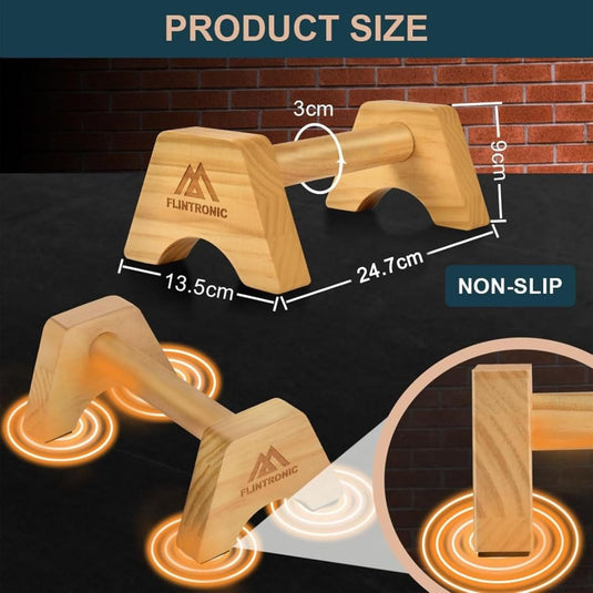 Houten parallettes 2 stuks 25 cm met ergonomische antislip handgrepen – push-up bars – calisthenics - happygetfit.com