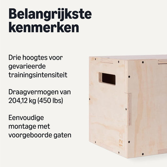 Houten plyo box met 3 hoogtes tot 204 kg – jump box – plyometrische trainingsbox - happygetfit.com