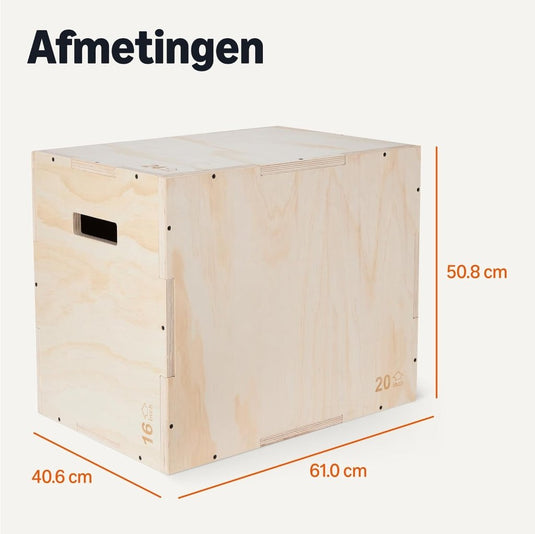 Houten plyo box met 3 hoogtes tot 204 kg – jump box – plyometrische trainingsbox - happygetfit.com