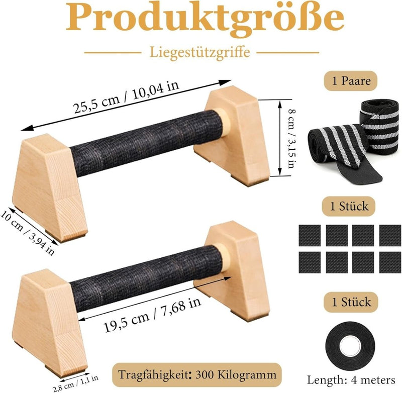 Załaduj obraz do przeglądarki galerii, Houten push-up bars 2 stuks voor calisthenics en handstand – parallettes – opdruksteunen - happygetfit.com
