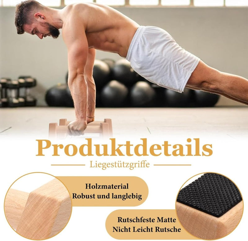 Załaduj obraz do przeglądarki galerii, Houten push-up bars 2 stuks voor calisthenics en handstand – parallettes – opdruksteunen - happygetfit.com
