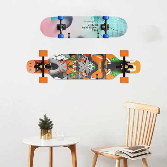 HXBGG16 Wandhouder voor snowboard, 4 stuks, zwart, snowboardhouder 10 cm, skateboard wandhouder met schroeven en expansiebuis, voor snowboard, skiboard, longboard, skateboard - happygetfit.com