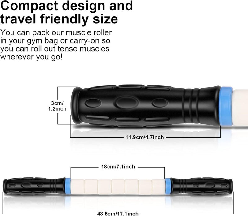 Laad afbeelding in Galerijviewer, iGreely Foamroller 17 inch, iGreely massagerol met dubbele handgreep, bultontwerp massageroller, spierroller stick aanbevolen door fysiotherapeuten bevordert herstel snelle verlichting voor krampen - happygetfit.com
