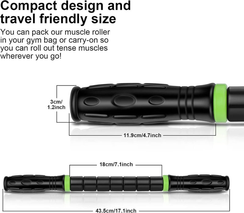 Laad afbeelding in Galerijviewer, iGreely Foamroller 17 inch, iGreely massagerol met dubbele handgreep, bultontwerp massageroller, spierroller stick aanbevolen door fysiotherapeuten bevordert herstel snelle verlichting voor krampen - happygetfit.com
