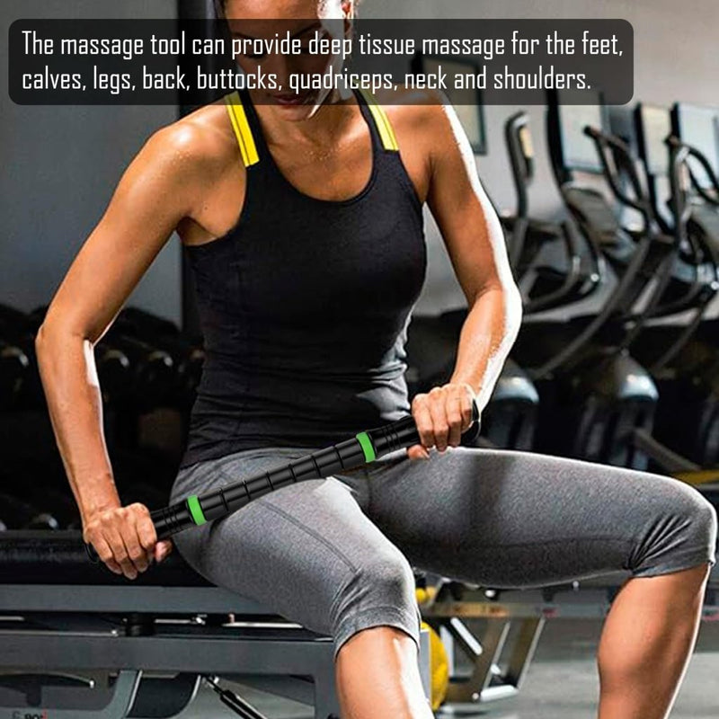 Load image into Gallery viewer, iGreely Premium Muscle Roller the Ultimate Massage Roller Stick 17 Inches Recommended By Physical Therapists Promotes Recovery Fast Relief for Cramps Soreness Tight Muscles Black - happygetfit.com
