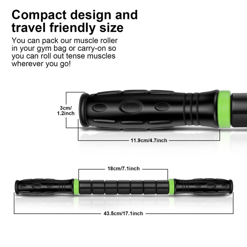 Load image into Gallery viewer, iGreely Premium Muscle Roller the Ultimate Massage Roller Stick 17 Inches Recommended By Physical Therapists Promotes Recovery Fast Relief for Cramps Soreness Tight Muscles Black - happygetfit.com
