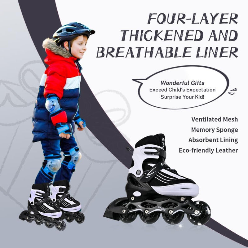 Laad afbeelding in Galerijviewer, Inline skates voor kinderen, in grootte verstelbare inline skates voor kinderen, volwassenen, meisjes en jongens, inline skates, rolschaatsen voor binnen en buiten - happygetfit.com
