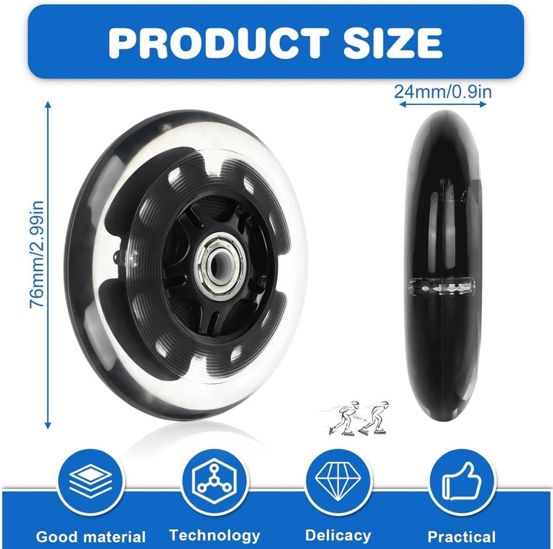 Load image into Gallery viewer, Inline skates wielen: 8 stuks LED Light up wieltjes, inline skates wiel met lagers, inline skate wielen voor alle soorten rolschaatsen (72 mm) - happygetfit.com

