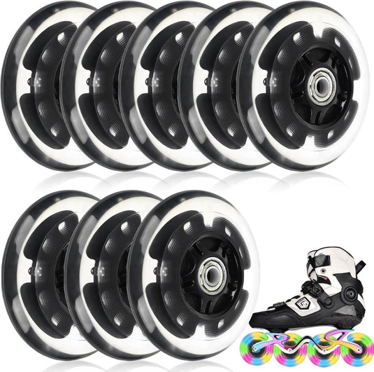 Inline skates wielen: 8 stuks LED Light up wieltjes, inline skates wiel met lagers, inline skate wielen voor alle soorten rolschaatsen (72 mm) - happygetfit.com