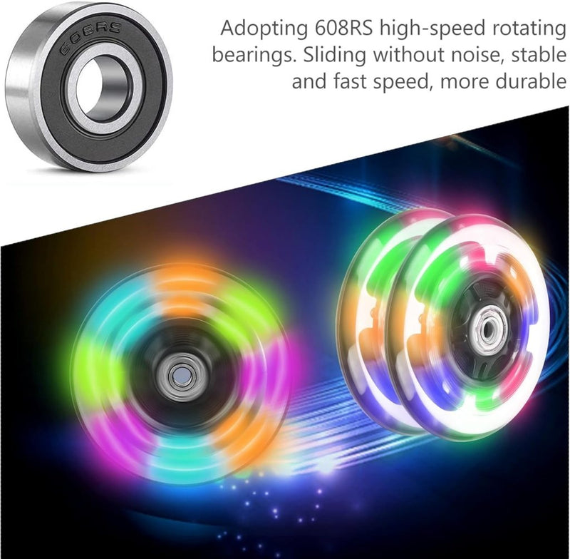 Load image into Gallery viewer, Inline skates wielen: 8 stuks LED Light up wieltjes, inline skates wiel met lagers, inline skate wielen voor alle soorten rolschaatsen (72 mm) - happygetfit.com
