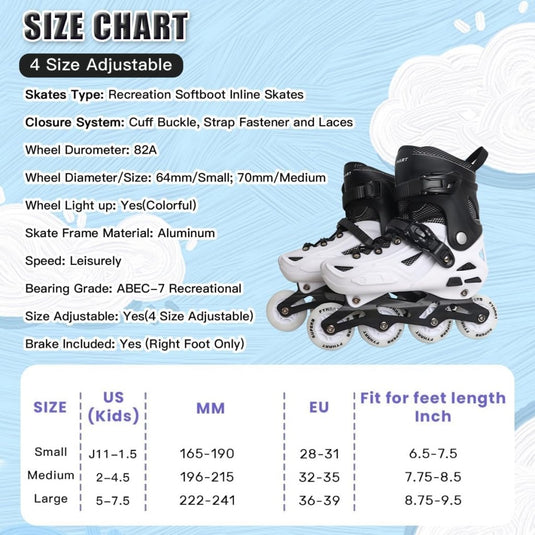 Inlineskates voor kinderen, jongens, meisjes, 4 maten, inlineskates - happygetfit.com