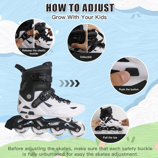 Inlineskates voor kinderen, jongens, meisjes, 4 maten, inlineskates - happygetfit.com