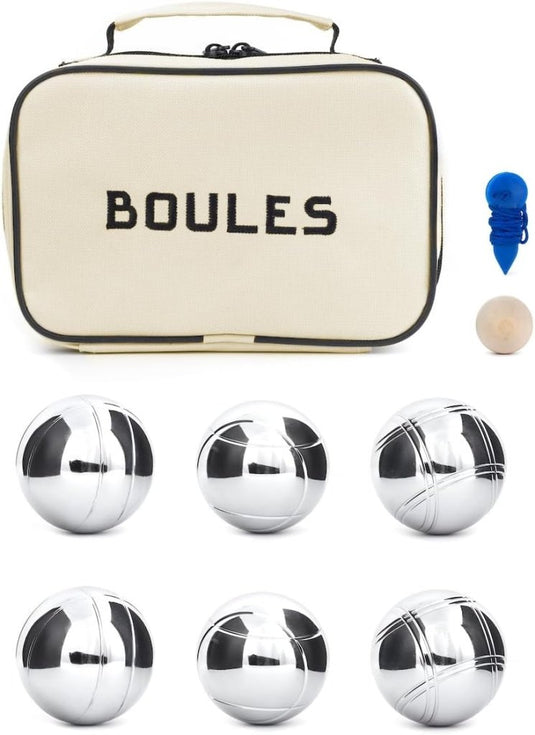 Jeu de boules set met verzwaarde metalen werpballen voor tuin en strand – bocce – buitensport - happygetfit.com