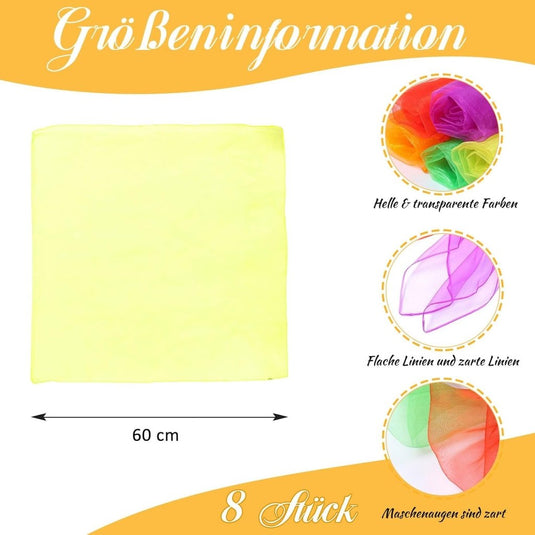 jongleerdoeken 60 x 60 cm – oranje dansdoeken voor kinderen, spel en beweging - happygetfit.com
