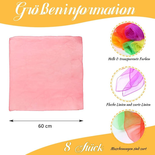 jongleerdoeken 60 x 60 cm – oranje dansdoeken voor kinderen, spel en beweging - happygetfit.com