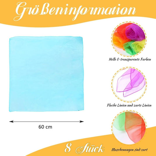 jongleerdoeken 60 x 60 cm – oranje dansdoeken voor kinderen, spel en beweging - happygetfit.com