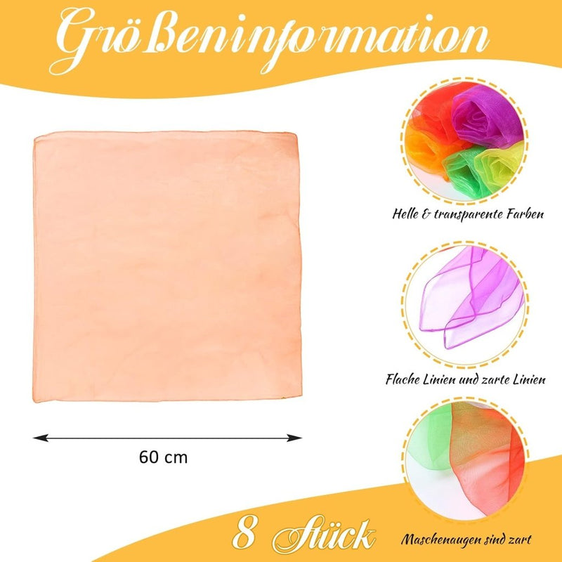 Laden Sie das Bild in Galerie -Viewer, jongleerdoeken 60 x 60 cm – oranje dansdoeken voor kinderen, spel en beweging - happygetfit.com
