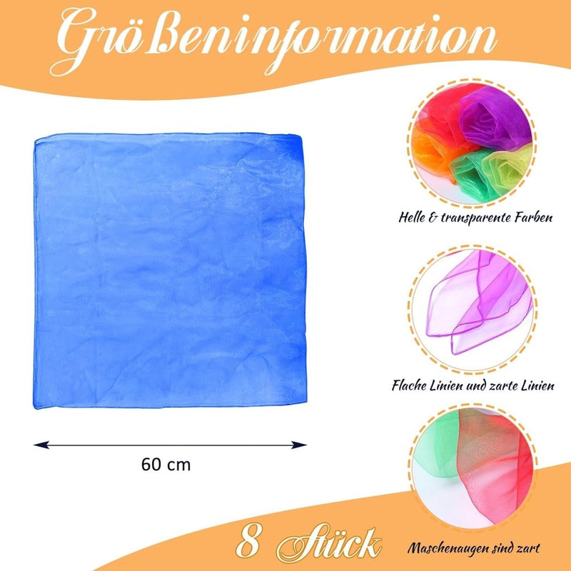 Laden Sie das Bild in Galerie -Viewer, jongleerdoeken 60 x 60 cm – oranje dansdoeken voor kinderen, spel en beweging - happygetfit.com
