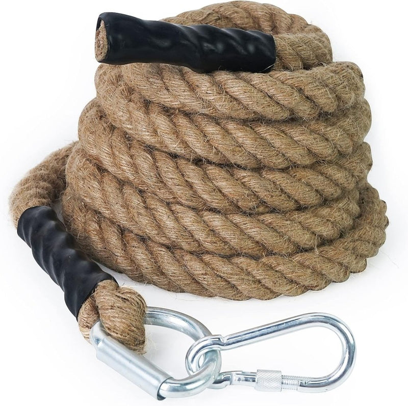 Laden Sie das Bild in Galerie -Viewer, Jute klimtouw met karabijnhaak – 30/40/50 mm trainingstouw voor kracht en fitness - happygetfit.com
