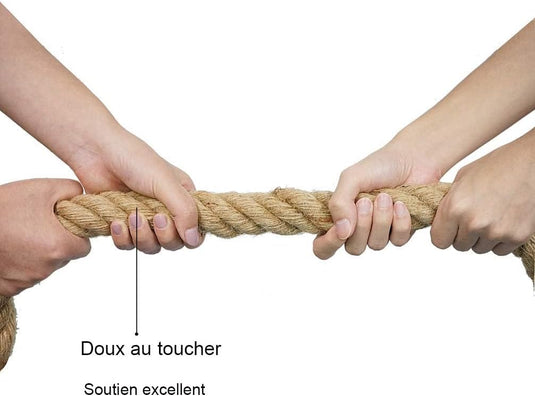 Jute klimtouw met karabijnhaak – 30/40/50 mm trainingstouw voor kracht en fitness - happygetfit.com