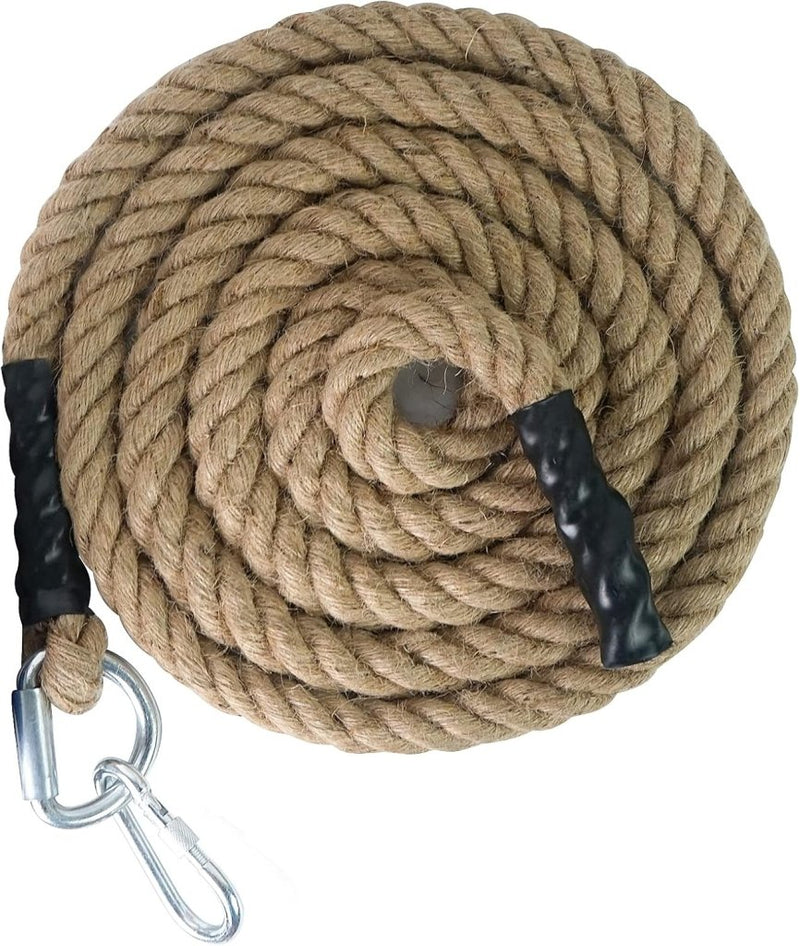 Laden Sie das Bild in Galerie -Viewer, Jute klimtouw met karabijnhaak – 30/40/50 mm trainingstouw voor kracht en fitness - happygetfit.com
