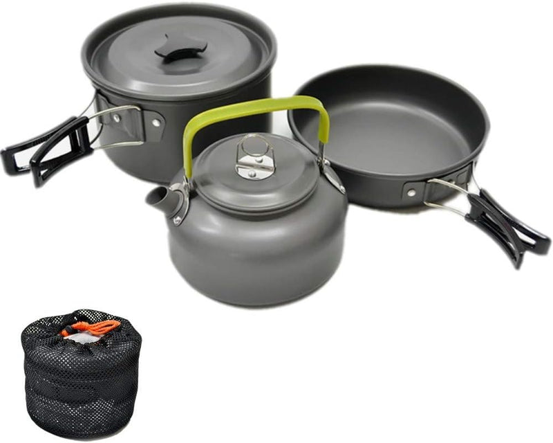 Load image into Gallery viewer, JZK camping kookgereiset, 2 - 3 personen, opvouwbare camping pannenset, steelpan, pan, theepot voor buiten, picknicken, kamperen en wandelvakanties - happygetfit.com
