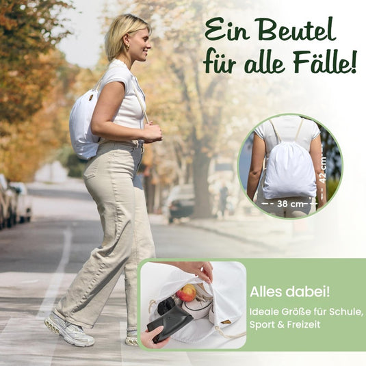Katoenen gymtas naturel met trekkoord 140 g/m² – sporttas – rugzak - happygetfit.com