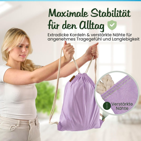 Katoenen gymtas naturel met trekkoord 140 g/m² – sporttas – rugzak - happygetfit.com