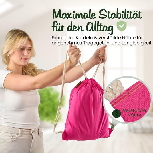 Katoenen gymtas naturel met trekkoord 140 g/m² – sporttas – rugzak - happygetfit.com