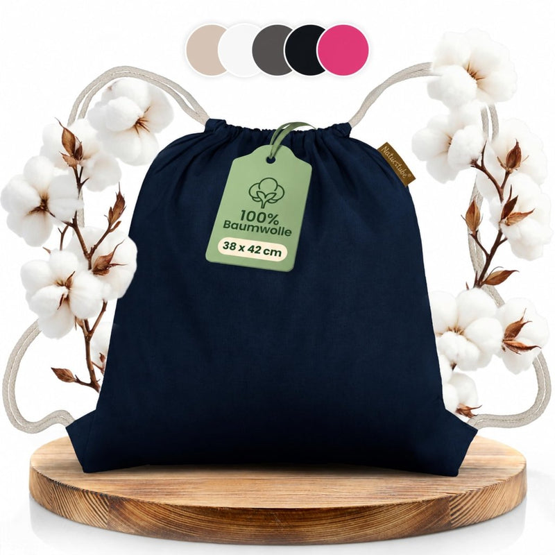 Załaduj obraz do przeglądarki galerii, Katoenen gymtas naturel met trekkoord 140 g/m² – sporttas – rugzak - happygetfit.com
