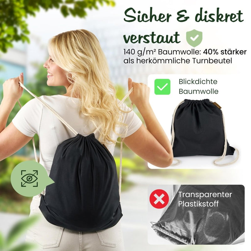 Załaduj obraz do przeglądarki galerii, Katoenen gymtas naturel met trekkoord 140 g/m² – sporttas – rugzak - happygetfit.com
