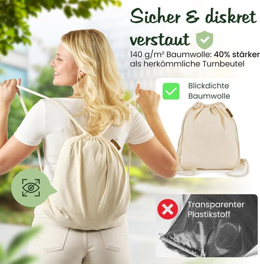 Katoenen gymtas naturel met trekkoord 140 g/m² – sporttas – rugzak - happygetfit.com