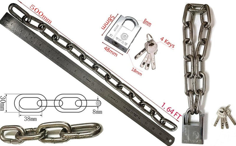 Laden Sie das Bild in Galerie -Viewer, Kettingslot 8 mm zilver met hangslot en 4 sleutels - happygetfit.com
