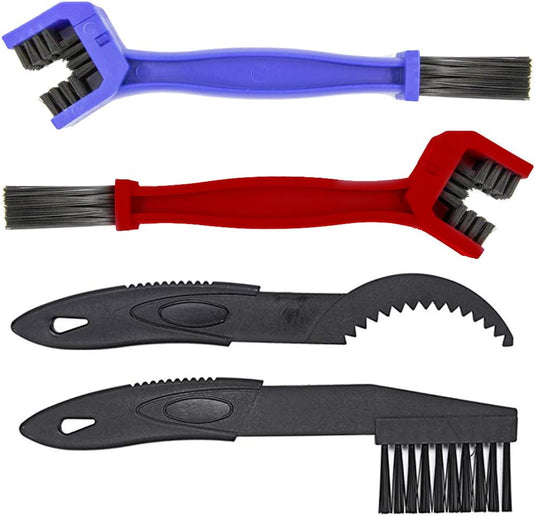 Kettingsreiningsborstel Set van MMOBIEL – 4 Stuks Reiningsborstel – Kettingreiniger Set voor Motor, Fiets en Mountainbike – Ketting Clean Tool – Fietskettingen, Motorkettingen Reiningsborstelset - happygetfit.com
