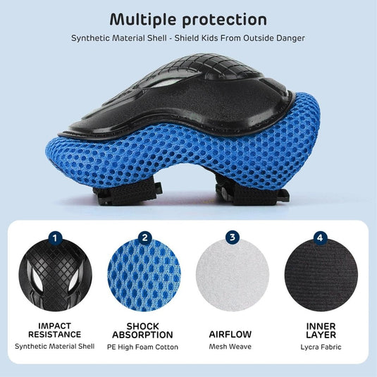 Kids Helm en Pads Set Leeftijd 5-15 Jaar Kids Skateboard Helm Kniebeschermers Elleboog Pads Pols Pads voor Roller Scooter Fietsen Schaatsen - happygetfit.com