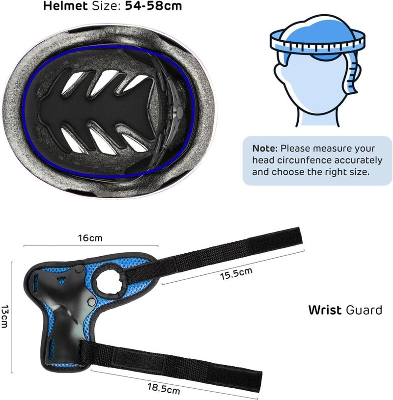 Laad afbeelding in Galerijviewer, Kids Helm en Pads Set Leeftijd 5-15 Jaar Kids Skateboard Helm Kniebeschermers Elleboog Pads Pols Pads voor Roller Scooter Fietsen Schaatsen - happygetfit.com
