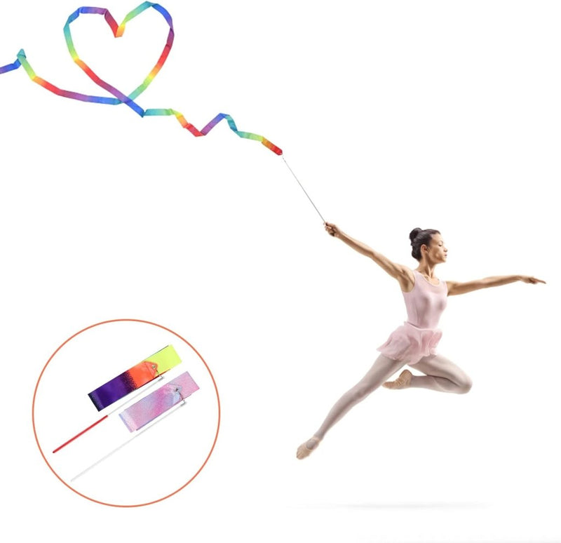 Laad afbeelding in Galerijviewer, KINBOM 2st Danslinten, 2m Sprankelend Danslint Lange Lintslingers Gymnastieklinten voor Kinderen Training Talentenjacht Artistiek Dansen, met Lintstok - happygetfit.com
