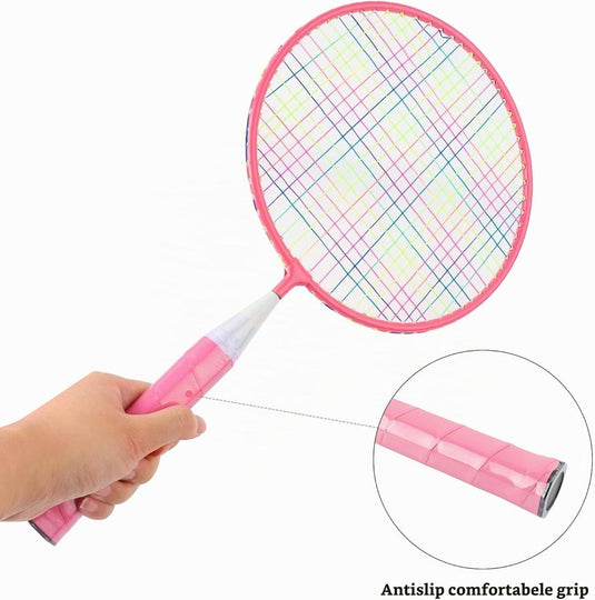 Kinder badmintonset met 2 rackets van 44 cm inclusief 4 shuttles en sponsbal – badmintonspel – kindersport - happygetfit.com