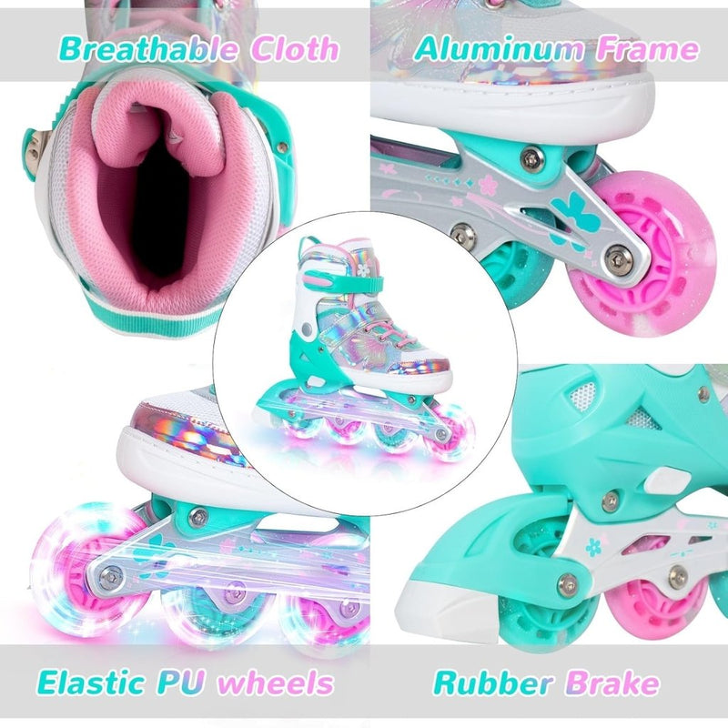 Load image into Gallery viewer, Kinder inline skates voor meisjes jongens - Blades Roller voor kinderen leeftijd 4 5 6 7- Verstelbaar All Light Up Wheel Indoor Outdoor Sport Verjaardagscadeau voor zoon en kleinzoon - happygetfit.com
