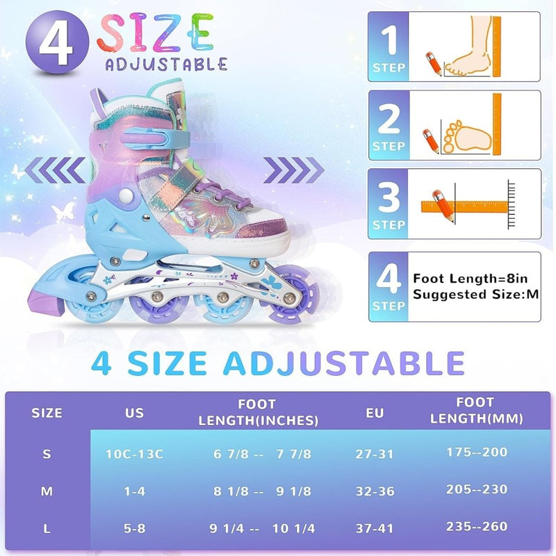 Load image into Gallery viewer, Kinder inline skates voor meisjes jongens - Blades Roller voor kinderen leeftijd 4 5 6 7- Verstelbaar All Light Up Wheel Indoor Outdoor Sport Verjaardagscadeau voor zoon en kleinzoon - happygetfit.com
