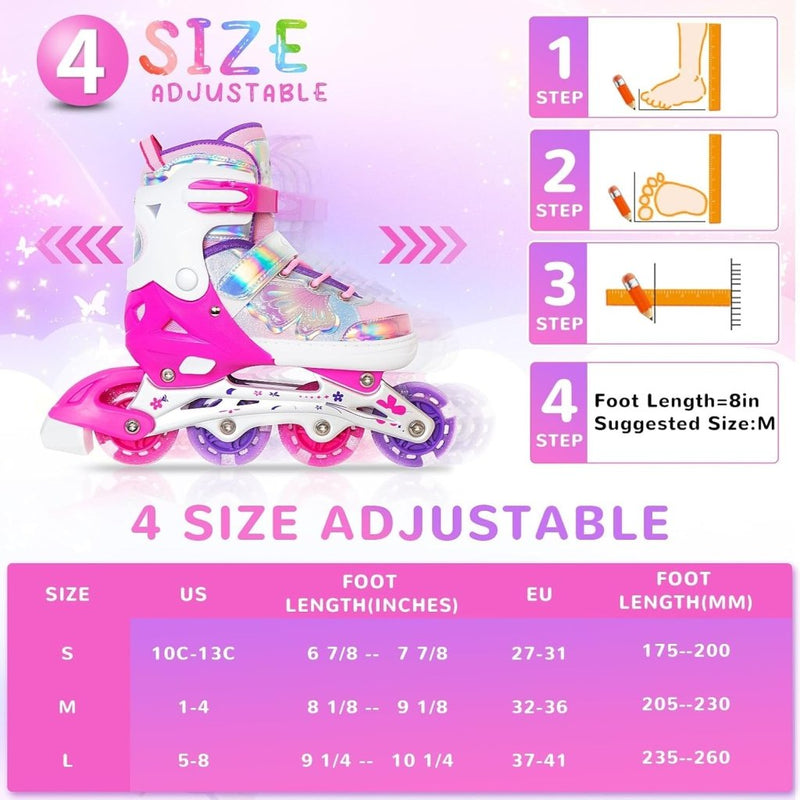 Load image into Gallery viewer, Kinder inline skates voor meisjes jongens - Blades Roller voor kinderen leeftijd 4 5 6 7- Verstelbaar All Light Up Wheel Indoor Outdoor Sport Verjaardagscadeau voor zoon en kleinzoon - happygetfit.com
