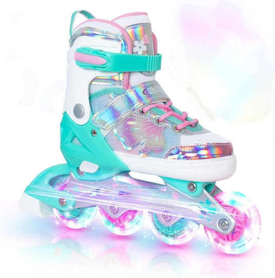 Kinder inline skates voor meisjes jongens - Blades Roller voor kinderen leeftijd 4 5 6 7- Verstelbaar All Light Up Wheel Indoor Outdoor Sport Verjaardagscadeau voor zoon en kleinzoon - happygetfit.com