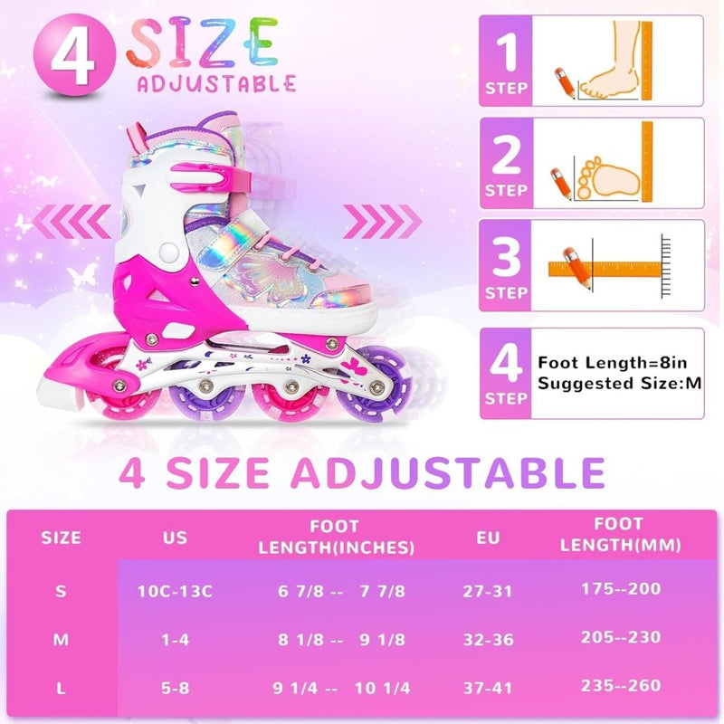 Load image into Gallery viewer, Kinder inline skates voor meisjes jongens - Blades Roller voor kinderen leeftijd 4 5 6 7- Verstelbaar All Light Up Wheel Indoor Outdoor Sport Verjaardagscadeau voor zoon en kleinzoon - happygetfit.com
