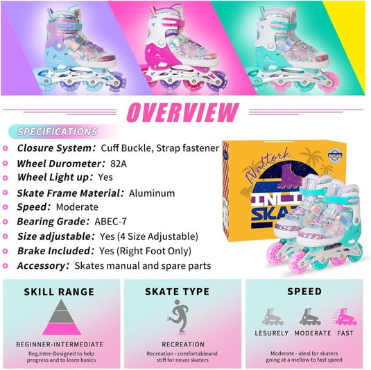 Kinder inline skates voor meisjes jongens - Blades Roller voor kinderen leeftijd 4 5 6 7- Verstelbaar All Light Up Wheel Indoor Outdoor Sport Verjaardagscadeau voor zoon en kleinzoon - happygetfit.com