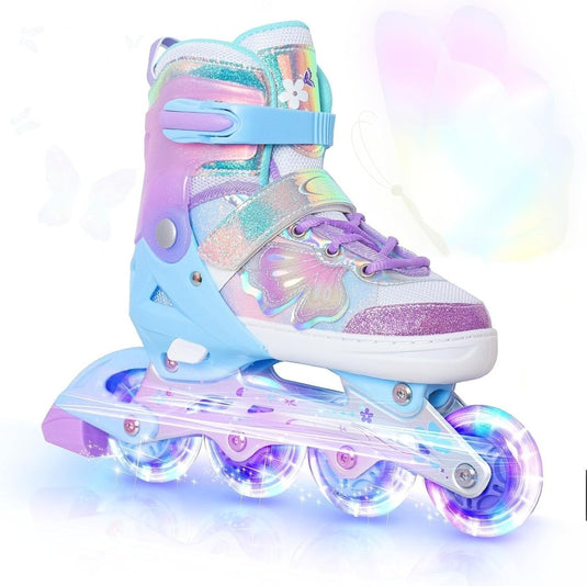 Kinder inline skates voor meisjes jongens - Blades Roller voor kinderen leeftijd 4 5 6 7- Verstelbaar All Light Up Wheel Indoor Outdoor Sport Verjaardagscadeau voor zoon en kleinzoon - happygetfit.com