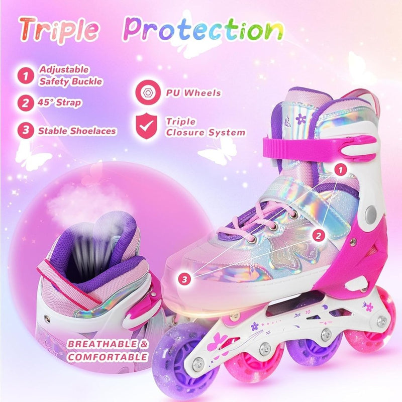 Load image into Gallery viewer, Kinder inline skates voor meisjes jongens - Blades Roller voor kinderen leeftijd 4 5 6 7- Verstelbaar All Light Up Wheel Indoor Outdoor Sport Verjaardagscadeau voor zoon en kleinzoon - happygetfit.com
