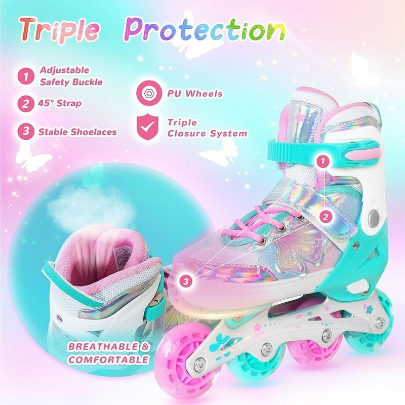 Load image into Gallery viewer, Kinder inline skates voor meisjes jongens - Blades Roller voor kinderen leeftijd 4 5 6 7- Verstelbaar All Light Up Wheel Indoor Outdoor Sport Verjaardagscadeau voor zoon en kleinzoon - happygetfit.com
