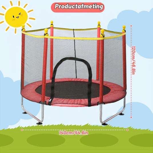 Kindertrampoline 140 cm met veiligheidsnet en basketbalmand rood – trampoline – indoor outdoor - happygetfit.com