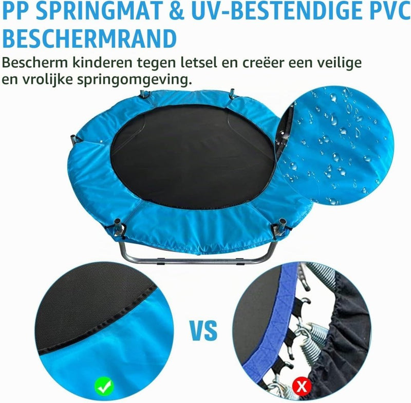 Laad afbeelding in Galerijviewer, Kindertrampoline 150 cm met veiligheidsnet en basketbalmand tot 200 kg – trampoline – indoor outdoor - happygetfit.com

