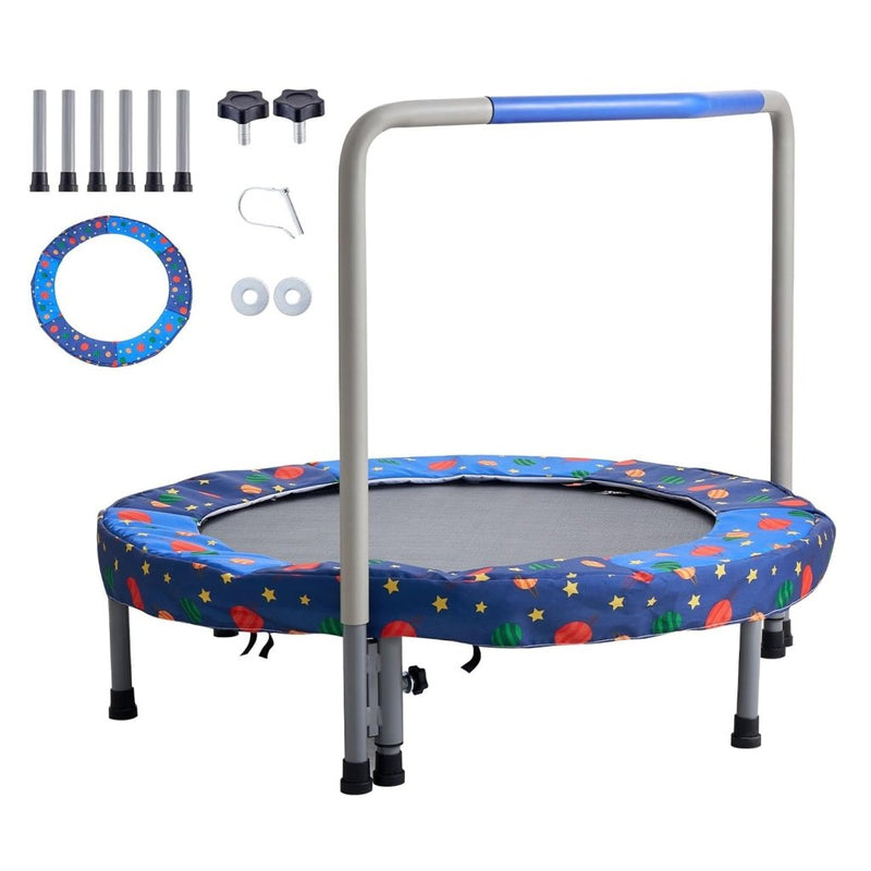 Laad afbeelding in Galerijviewer, Kindertrampoline 91 cm opvouwbaar met handgreep en antislip poten – mini trampoline – indoor trampoline - happygetfit.com
